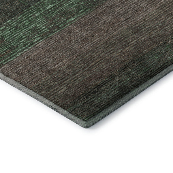HomeRoots 5' X 8' Washable Striped Area Rug in Green and Taupe - UV Protected, Durable & Easy to Clean! 694474