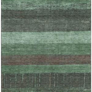 HomeRoots 5' X 8' Washable Striped Area Rug in Green and Taupe - UV Protected, Durable & Easy to Clean! 694474