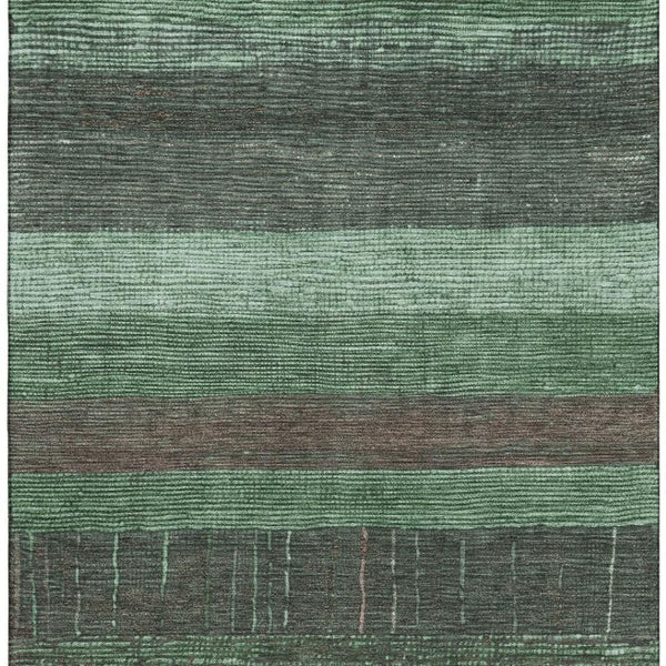 HomeRoots 5' X 8' Washable Striped Area Rug in Green and Taupe - UV Protected, Durable & Easy to Clean! 694474