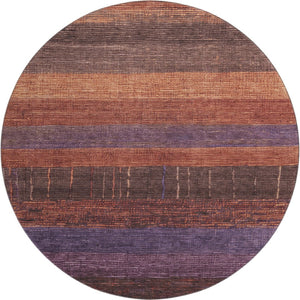 HomeRoots 8' X 8' Washable Round Rug in Rust, Eggplant & Terra Cotta – UV Protection for Stylish Spaces! 694481