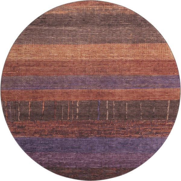 HomeRoots 8' X 8' Washable Round Rug in Rust, Eggplant & Terra Cotta – UV Protection for Stylish Spaces! 694481
