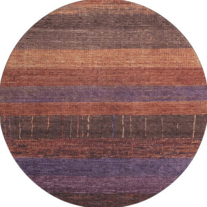 HomeRoots 8' X 8' Washable Round Rug in Rust, Eggplant & Terra Cotta – UV Protection for Stylish Spaces! 694481
