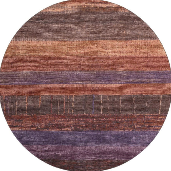 HomeRoots 8' X 8' Washable Round Rug in Rust, Eggplant & Terra Cotta – UV Protection for Stylish Spaces! 694481