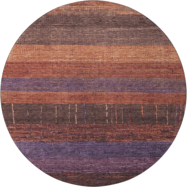 HomeRoots 8' X 8' Washable Round Rug in Rust, Eggplant & Terra Cotta – UV Protection for Stylish Spaces! 694481