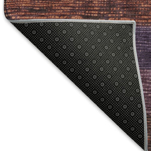 HomeRoots 9' X 12' Washable Striped Area Rug - Rust, Eggplant & Terra Cotta with UV Protection for Busy Homes 694483