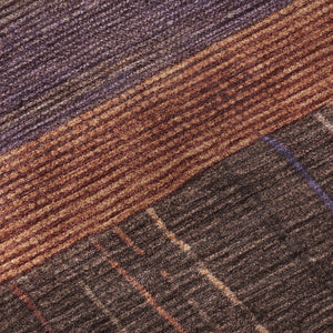 HomeRoots 9' X 12' Washable Striped Area Rug - Rust, Eggplant & Terra Cotta with UV Protection for Busy Homes 694483