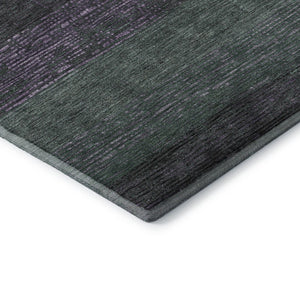HomeRoots 5' X 8' Vibrant Purple & Olive Green Striped Area Rug – Washable, UV Protected, Stain Resistant! 694486