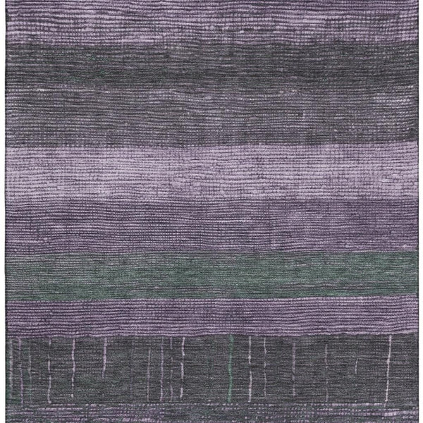 HomeRoots 5' X 8' Vibrant Purple & Olive Green Striped Area Rug – Washable, UV Protected, Stain Resistant! 694486