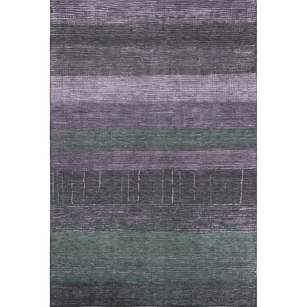HomeRoots 8' Bold Purple & Olive Green Striped Washable Area Rug - Durable, UV-Protected, Easy-Care Design 694488