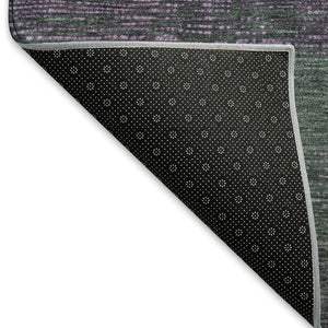 HomeRoots 8' Bold Purple & Olive Green Striped Washable Area Rug - Durable, UV-Protected, Easy-Care Design 694488