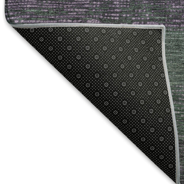 HomeRoots 8' Bold Purple & Olive Green Striped Washable Area Rug - Durable, UV-Protected, Easy-Care Design 694488