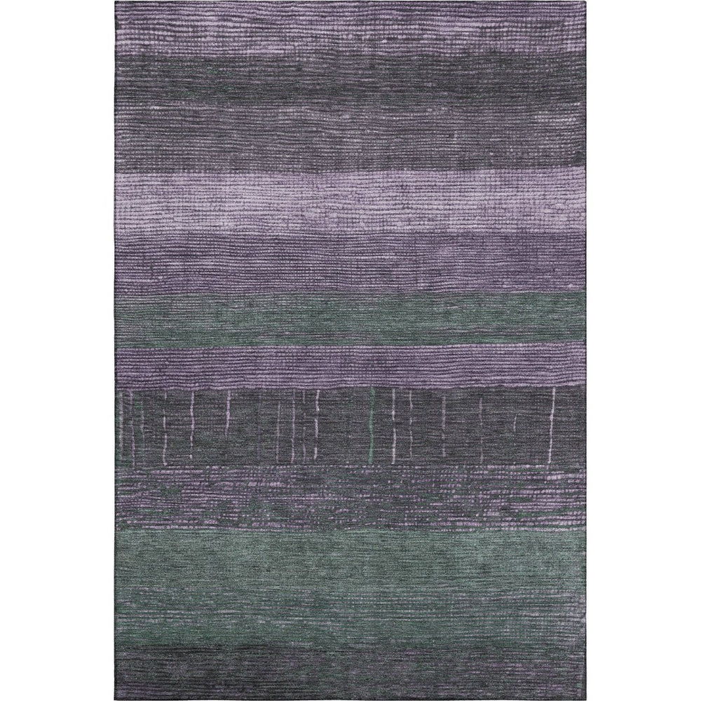 HomeRoots 9' X 12' Washable Purple and Olive Green Striped Area Rug with UV Protection for Busy Homes 694489