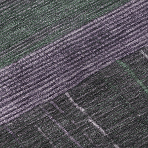 HomeRoots 10' X 14' Striped Area Rug in Purple & Olive Green - Washable, UV Protected, & Stain Resistant Design 694490