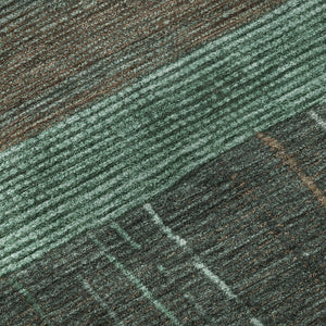 HomeRoots 10' Washable Teal Taupe & Sage Striped Area Rug - UV Protected, Stain Resistant, Durable Design 694496