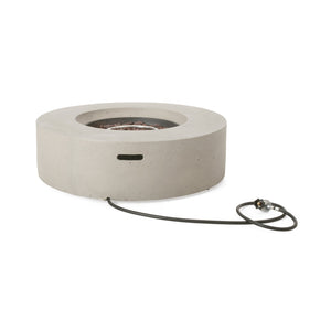English Elm Christopher Knight Home® - Outdoor 50,000 Btu Round Mgo Concrete Propane Fire Pit - Modern Light Grey Design For Cozy Gatherings 59240.00WHI-50K