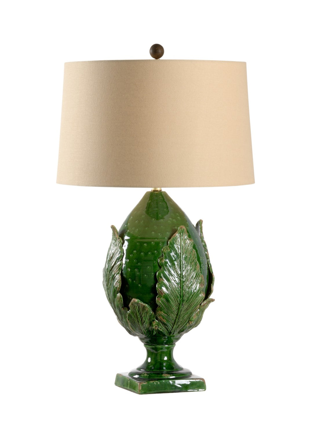 Chelsea House Forest Artichoke Lamp — Handcrafted Italian Glazed Porcelain Table Lamp In Aged Emerald With Brass Fittings That Elevate Classic Decor 69450