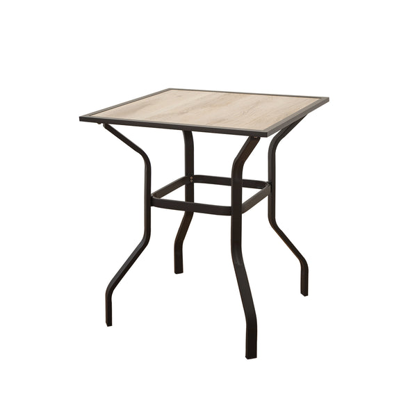 English Elm Outdoor Square Bar Table with Wood-Look Top, Metal Frame, Waterproof Beige Finish for Patio Deck W1859P203847