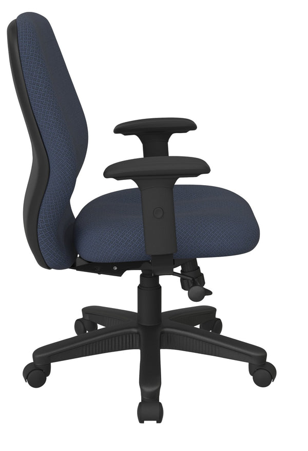 OSP Home Furnishings Mid Back Ergonomic Manager Chair with Synchro Tilt Lumbar Support and Padded Arms 3121-104