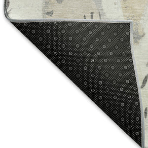 HomeRoots 5' X 8' Linen Ivory & Gray Geometric Washable Area Rug - Durable, UV-Protected, Stylish & Easy-Care 694516