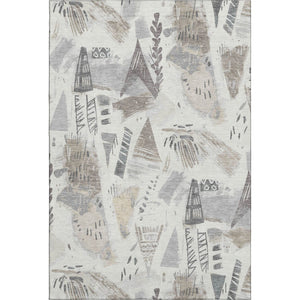 HomeRoots 8' Stylish Geometric Washable Area Rug in Linen Ivory & Gray - Stain Resistant & UV Protected Decor 694518