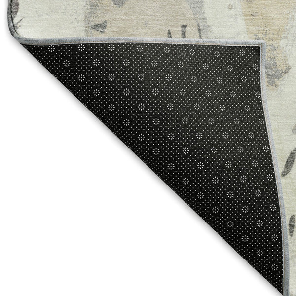 HomeRoots 8' Stylish Geometric Washable Area Rug in Linen Ivory & Gray - Stain Resistant & UV Protected Decor 694518