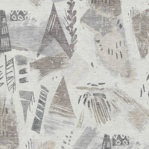 HomeRoots 10' X 14' Linen Ivory and Gray Geometric Washable Area Rug - Durable, UV-Protected & Stylishly Modern 694520