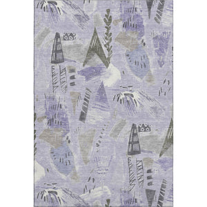 HomeRoots 8' Lavender Ivory and Gray Geometric Washable Area Rug - Durable, Stylish & UV Protected for Any Room 694524