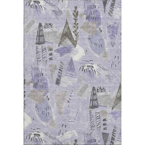 HomeRoots 8' Lavender Ivory and Gray Geometric Washable Area Rug - Durable, Stylish & UV Protected for Any Room 694524
