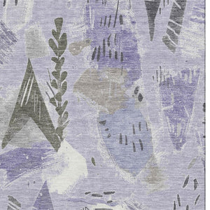 HomeRoots 8' Lavender Ivory and Gray Geometric Washable Area Rug - Durable, Stylish & UV Protected for Any Room 694524