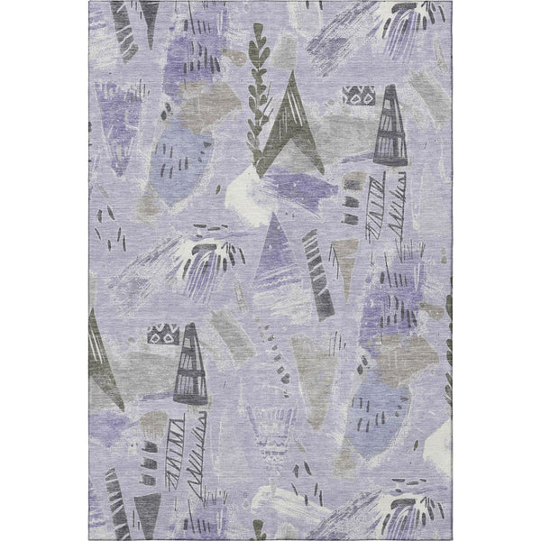 HomeRoots 8' Lavender Ivory and Gray Geometric Washable Area Rug - Durable, Stylish & UV Protected for Any Room 694524