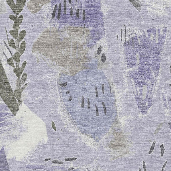 HomeRoots 10' X 14' Stylish Lavender, Ivory & Gray Geometric Washable Area Rug with UV Protection for Homes 694526