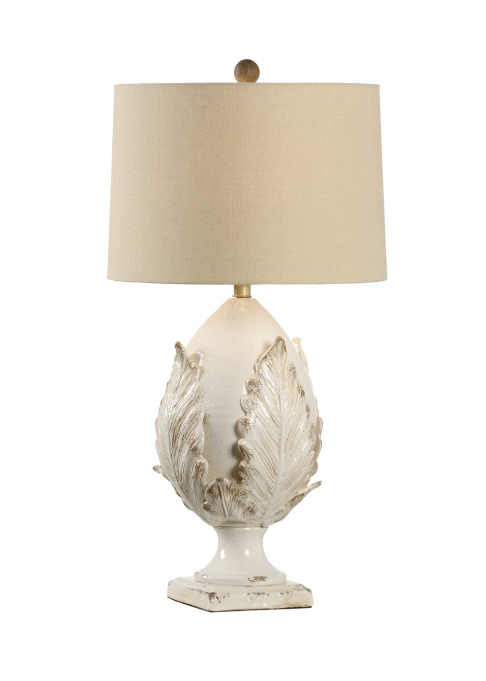 Chelsea House Small Cream Artichoke Lamp Handcrafted Italian Ceramic With Antique Brass, 31" Tall Ambient Accent Light 69453