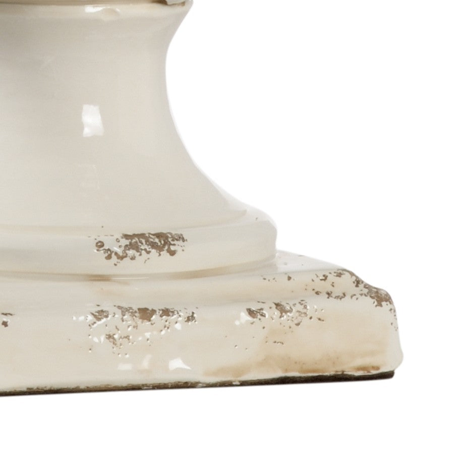 Chelsea House Small Cream Artichoke Lamp Handcrafted Italian Ceramic With Antique Brass, 31" Tall Ambient Accent Light 69453