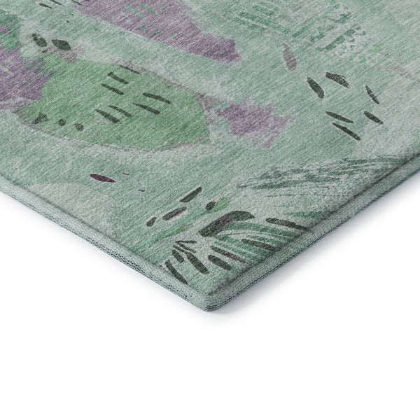 HomeRoots 10' X 14' Modern Aqua Green Geometric Area Rug - Washable, UV Protected, Perfect for High Traffic Spaces 694532