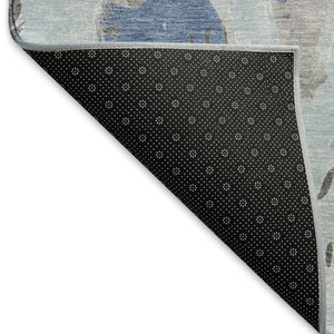 HomeRoots 9' X 12' Sky Blue Taupe Ivory Geometric Area Rug - Washable, UV Protected, Stylish & Durable for Homes 694537