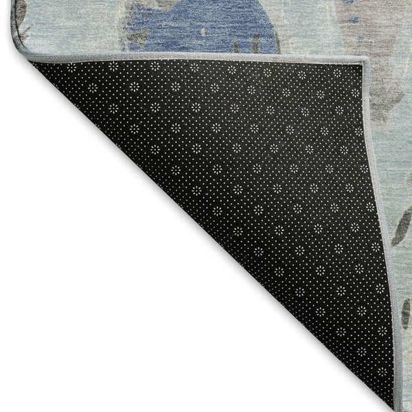 HomeRoots 9' X 12' Sky Blue Taupe Ivory Geometric Area Rug - Washable, UV Protected, Stylish & Durable for Homes 694537