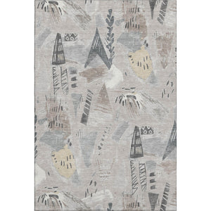 HomeRoots 8' Stylish Taupe Beige & Gray Geometric Washable Area Rug - UV Protected, Pet-Friendly Design 694542