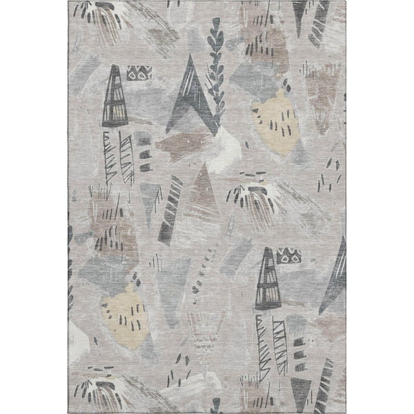 HomeRoots 8' Stylish Taupe Beige & Gray Geometric Washable Area Rug - UV Protected, Pet-Friendly Design 694542