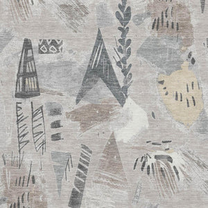 HomeRoots 8' Stylish Taupe Beige & Gray Geometric Washable Area Rug - UV Protected, Pet-Friendly Design 694542