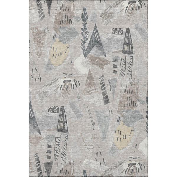 HomeRoots 8' Stylish Taupe Beige & Gray Geometric Washable Area Rug - UV Protected, Pet-Friendly Design 694542