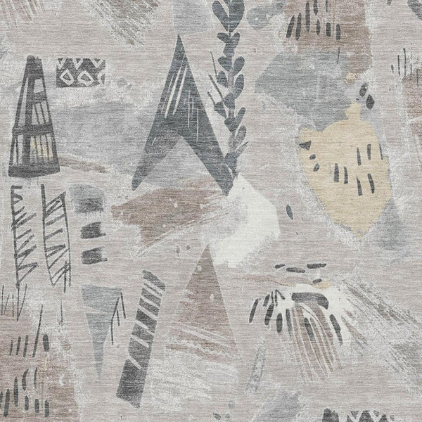 HomeRoots 9' X 12' Taupe Beige & Gray Geometric Area Rug – Washable, UV-Protected, Perfect for Busy Homes! 694543