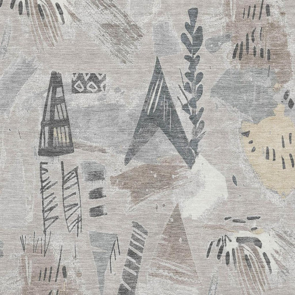 HomeRoots 10' X 14' Taupe Beige & Gray Geometric Washable Area Rug with UV Protection for Busy Homes 694544