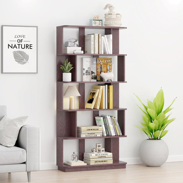 English Elm 31.5" Tall 5-tier Mdf Bookcase Slim Open Shelving Unit for Office Bedroom Living Room Ox Blood Red W2899P444162