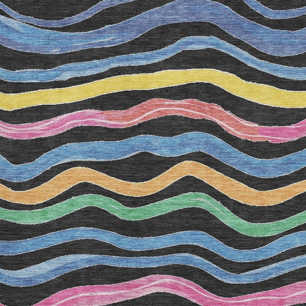 HomeRoots 10' Vibrant Striped Washable Area Rug with UV Protection - Kid & Pet-Friendly, Stain Resistant Design 694550