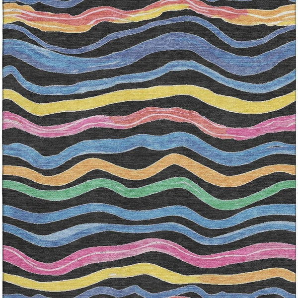 HomeRoots 10' Vibrant Striped Washable Area Rug with UV Protection - Kid & Pet-Friendly, Stain Resistant Design 694550