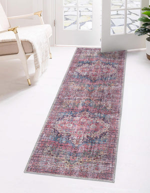 Unique Loom Mangata Mary Machine Made Border Rug Multi, Beige/Ivory/Gray/Light Blue/Light Brown/Red/Navy Blue/Peach 2' 7" x 13' 1"