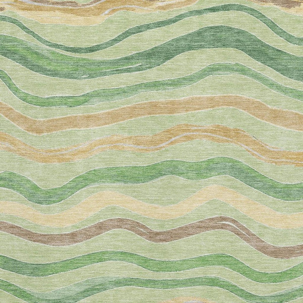 HomeRoots 5' X 8' Stylish Green Wheat & Ivory Striped Area Rug – UV Protected, Stain-Resistant & Durable Design 694552