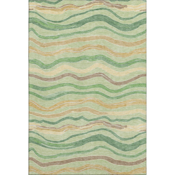 HomeRoots 10' X 14' Striped Washable Area Rug in Green and Ivory with UV Protection for High-Traffic Spaces 694556