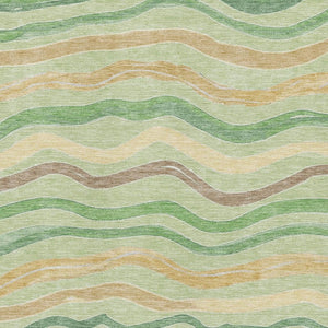 HomeRoots 10' X 14' Striped Washable Area Rug in Green and Ivory with UV Protection for High-Traffic Spaces 694556