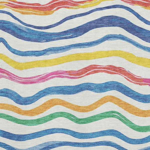 HomeRoots 9' X 12' Stylish Striped Washable Area Rug – Durable, UV Protected, Stain Resistant for Family Spaces 694561
